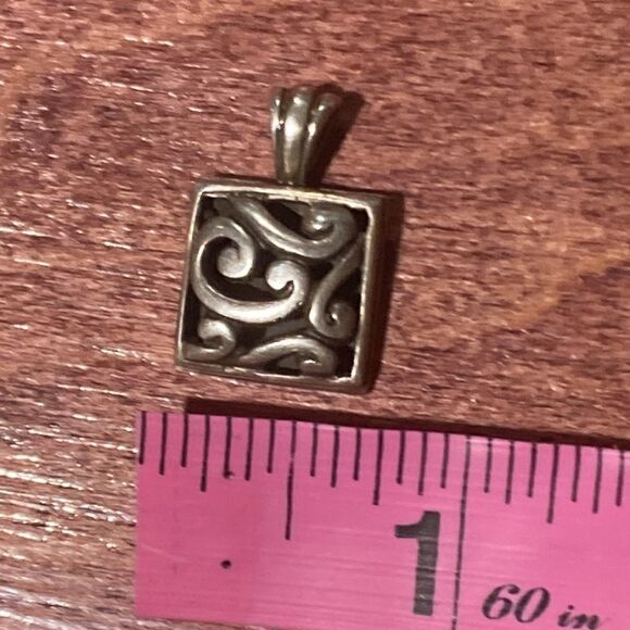 Silver Signed Barse Square Filigree Pendant - Picture 9 of 9